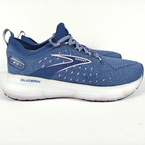 Brooks Glycerin StealthFit 20 Womens 9 Running Shoe Blue Lilac White 1203721B402 - Picture 8 of 16
